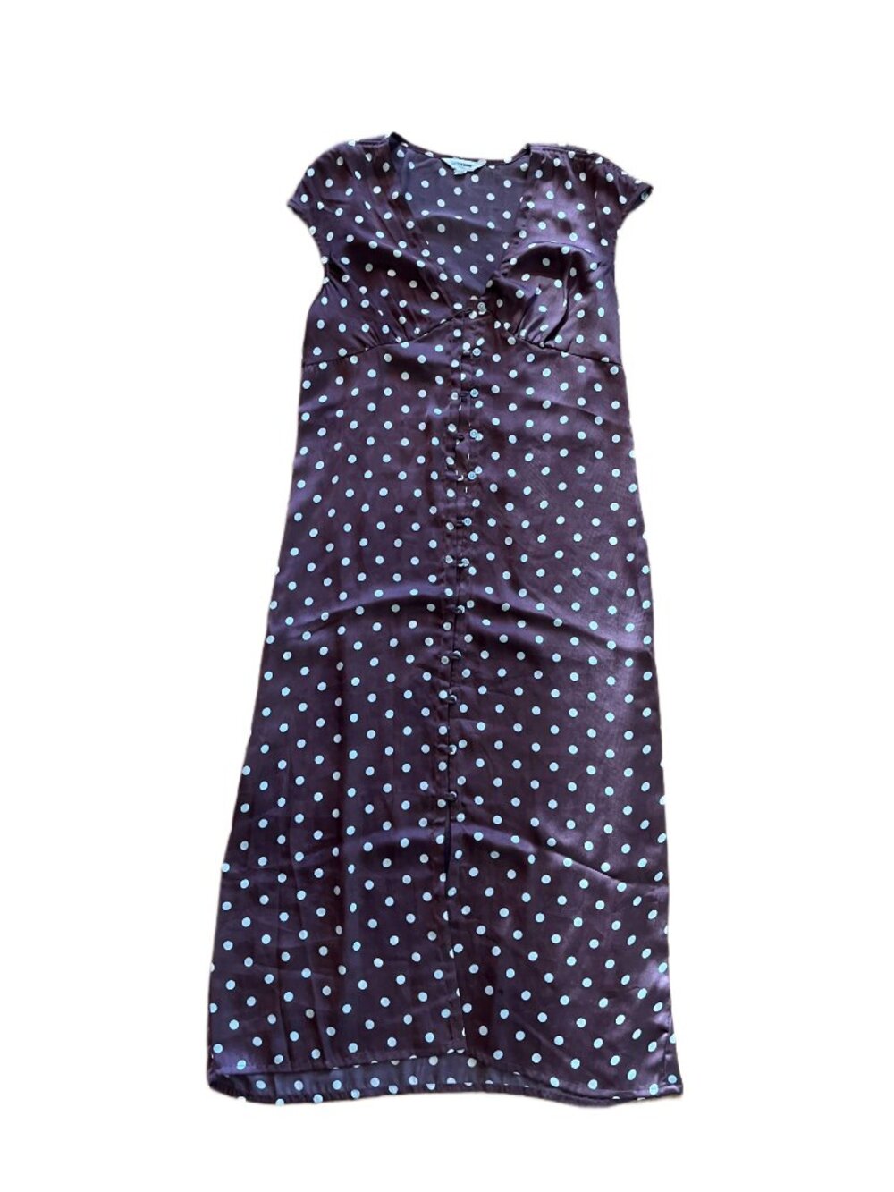 Lucky Brand Brown Polka Dot Button Front Maxi Dress Size M